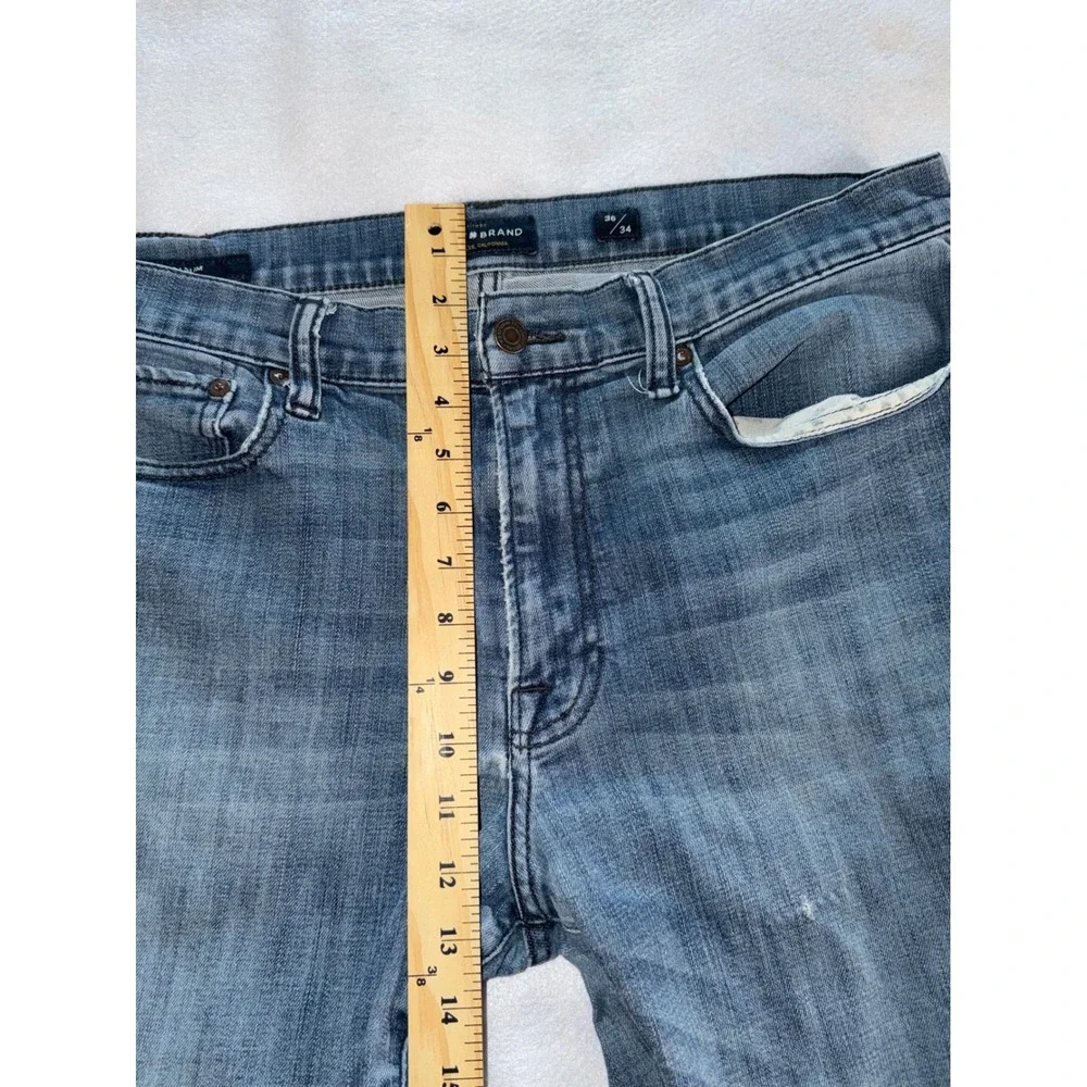 Lucky Brand 121 Slim Jeans Mens 36x34 Blue Medium Wash Denim Distressed